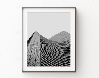 Modern Urban Photography Print | Black and White Architecture Photo | Printable Geometric Art | Industrial Art Print | City Photography