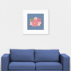 Minimalist Flower Wall Art Bright Floral Art Print Pink, Blue, Green Botanical Download Printable Wall Art Square Retro Flower Art image 8