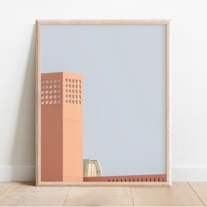 Architecture Art Printable  | Modern Urban Wall Art | Minimalist Wall Decor | Colorful Art Print | Terracotta and Blue Art | Geometric Print