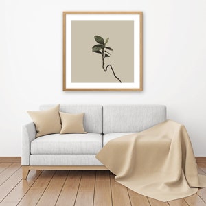 Square Wall Art Print Modern Country Wall Decor Boho Nature Wall Art Minimalist Plant Photography Printable Plant Art Tan, Taupe image 6