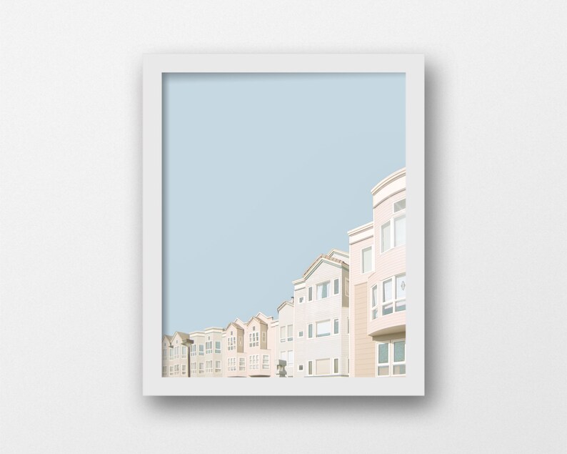 Minimalist Architecture Printable Pastel Wall Decor in Blue and Pink Architecture Photography Art Print Small Spaces Modern Wall Art image 6