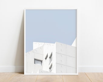 Architectural Photography Print | Blue and White Wall Decor | Modern City Print | Minimalist Architecture Wall Decor | Pastel Geometric Art