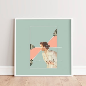 Contemporary Collage Art | Retro Style Collage Print | Mid Century Modern Wall Decor | Square Art Print | Social Commentary Digital Art