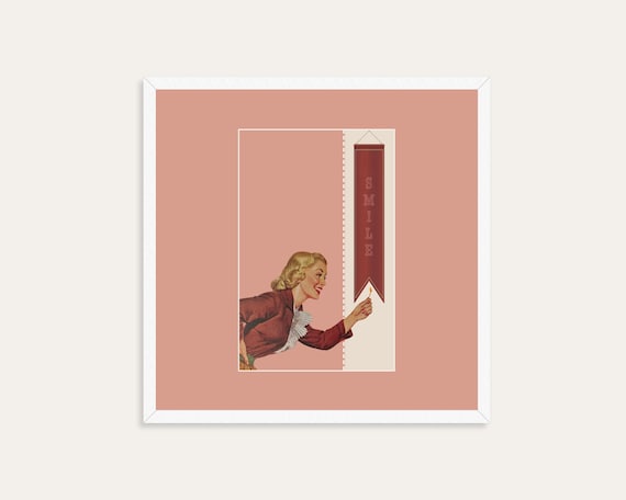 Retro Collage Art Print | Pink Vintage Inspired Wall Art | Funny Art Print | Surreal Collage