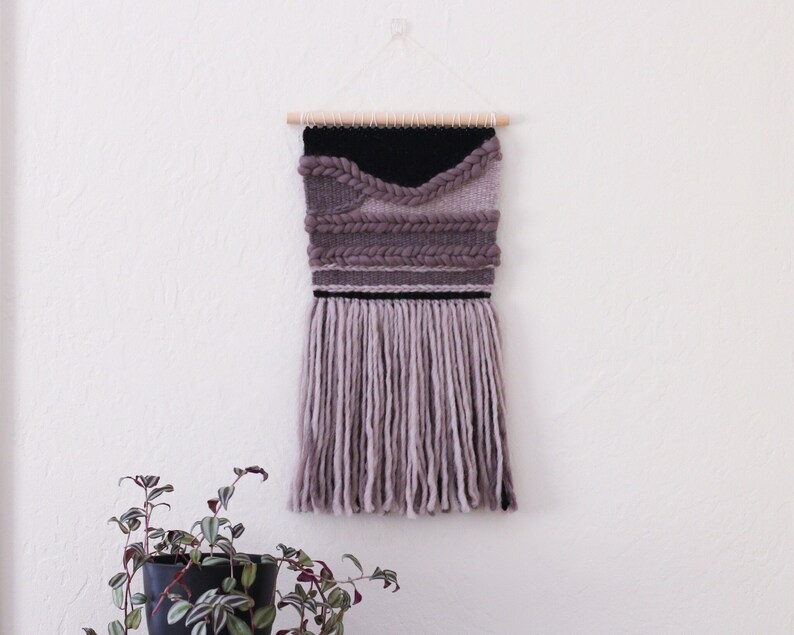 Woven Wall Hanging Grey, Black, Brown Boho Tapestry Modern Industrial