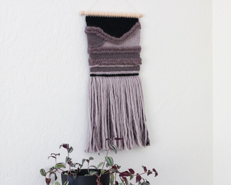 Woven Wall Hanging Grey, Black, Brown Boho Tapestry Modern Industrial