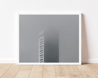 Foggy City Photography Print | Urban Art Printable | San Francisco Art | Modern Industrial Wall Art | Minimalist Black and White Photo