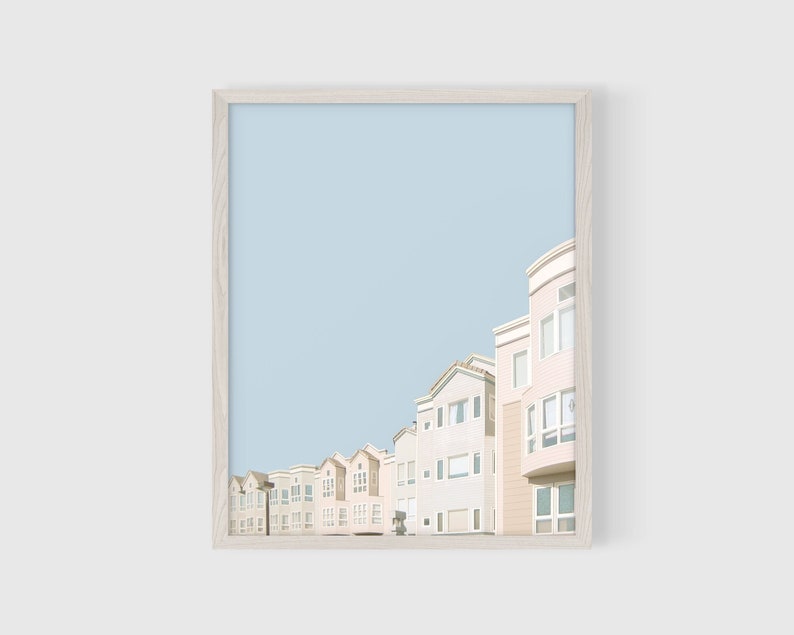 Minimalist Architecture Printable Pastel Wall Decor in Blue and Pink Architecture Photography Art Print Small Spaces Modern Wall Art image 2