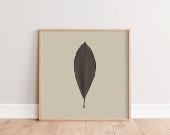 Plant Photography Art Print | Modern Minimalist Nature Print | Printable Country Wall Decor | Botanical Boho Wall Art | Tan, Taupe, Green