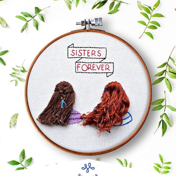Sisters Forever hair embroidery pattern