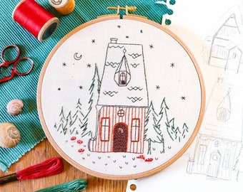 old house embroidery pattern