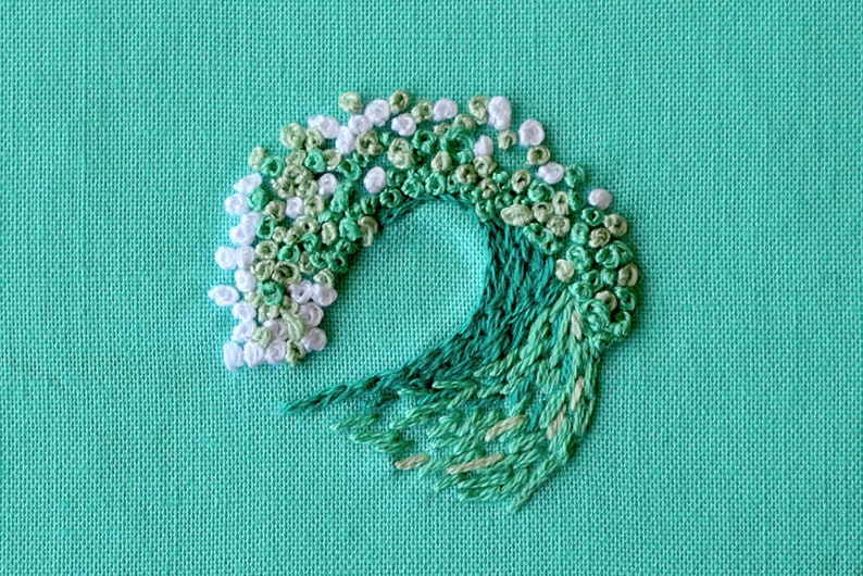 tiny embroidery hoop kit, miniature embroidery pattern, ocean, beach, diy jewelry, diy embroidery, beginner embroidery, hand embroidery image 7