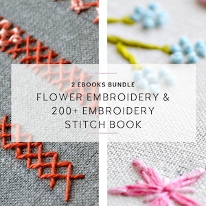 embroidery pattern set, flower embroidery pattern ebook, hand embroidery stitches, embroidery kit beginner, modern embroidery