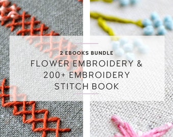 embroidery pattern set, flower embroidery pattern ebook, hand embroidery stitches, embroidery kit beginner, modern embroidery