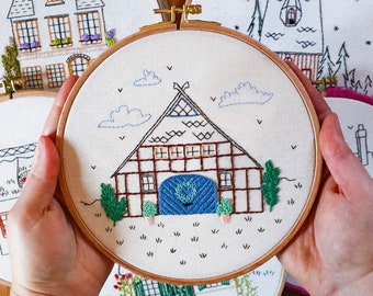 old house embroidery pattern