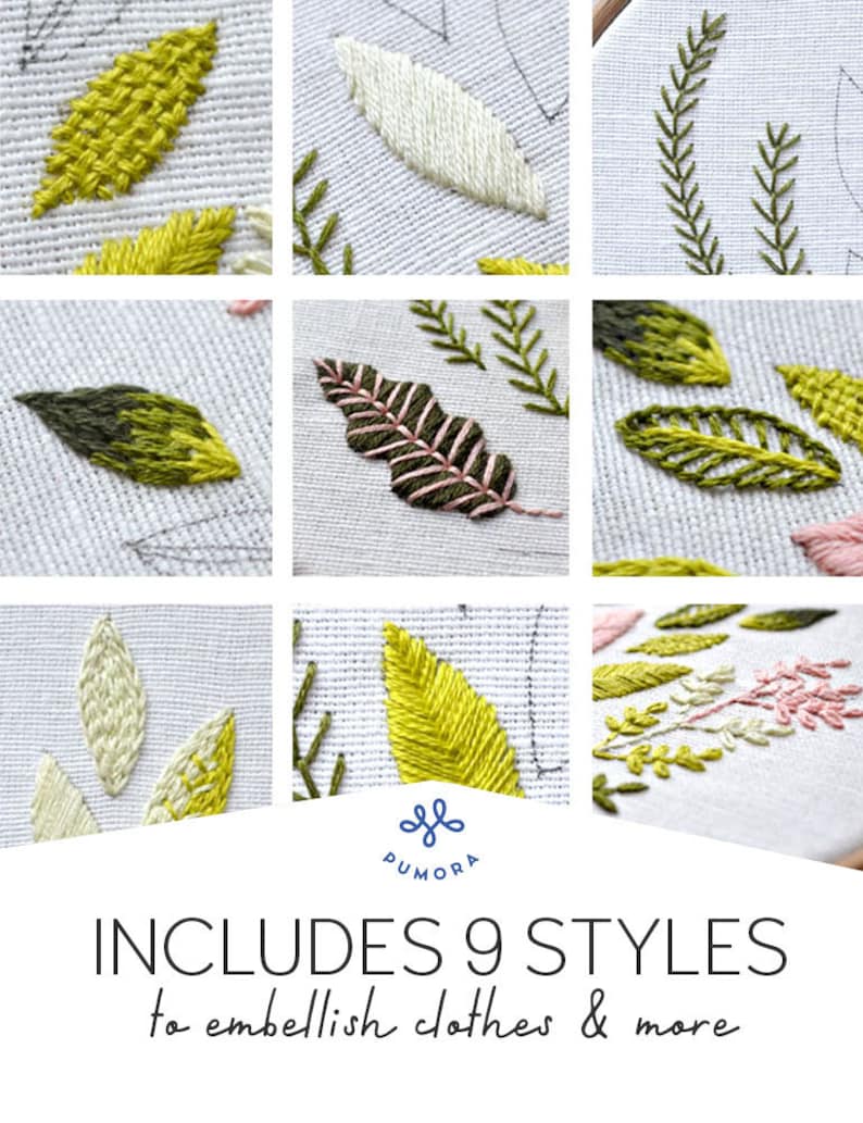modern leaf embroidery pattern image 3
