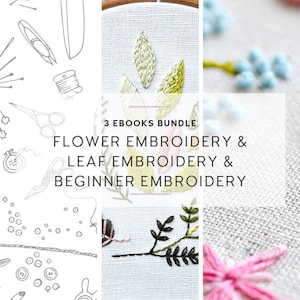 modern embroidery ebook, botanical embroidery, modern flower wreath embroidery pattern, learn embroidery, beginner embroidery
