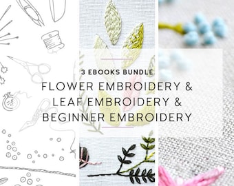 modern embroidery ebook, botanical embroidery, modern flower wreath embroidery pattern, learn embroidery, beginner embroidery