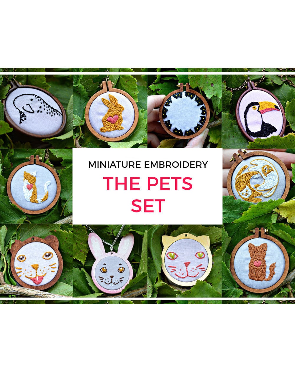 10 Pet Portrait Embroidery Patterns Mini Embroidery Hoop Art - Etsy