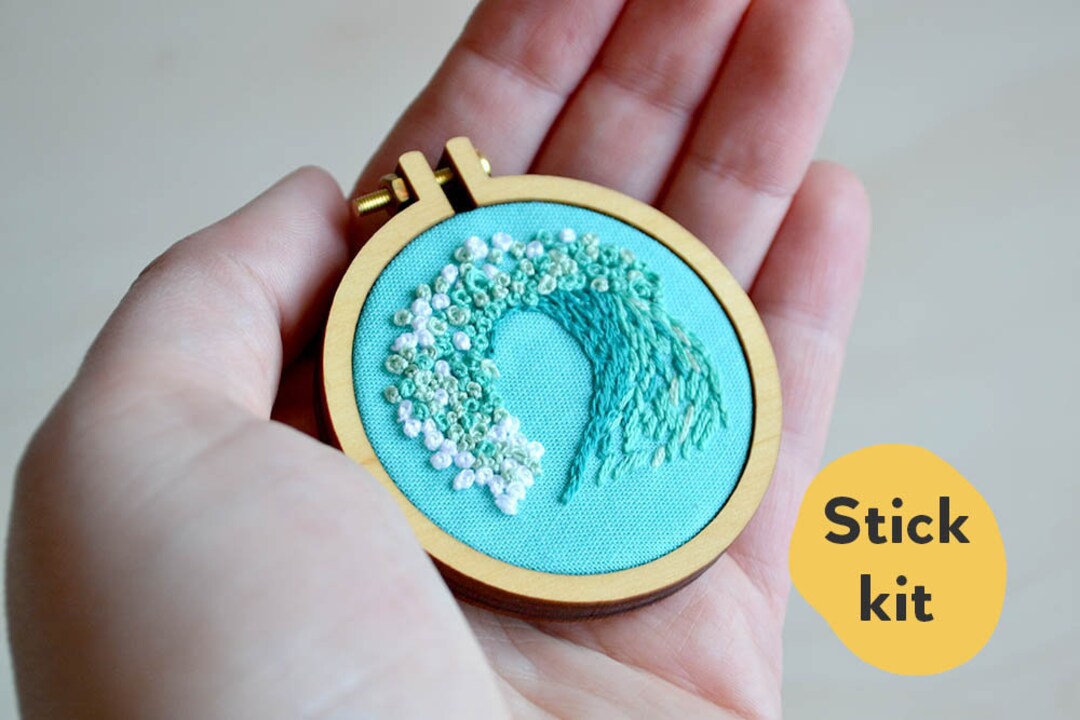Tiny Embroidery Hoop Kit Miniature Embroidery Pattern Ocean Etsy