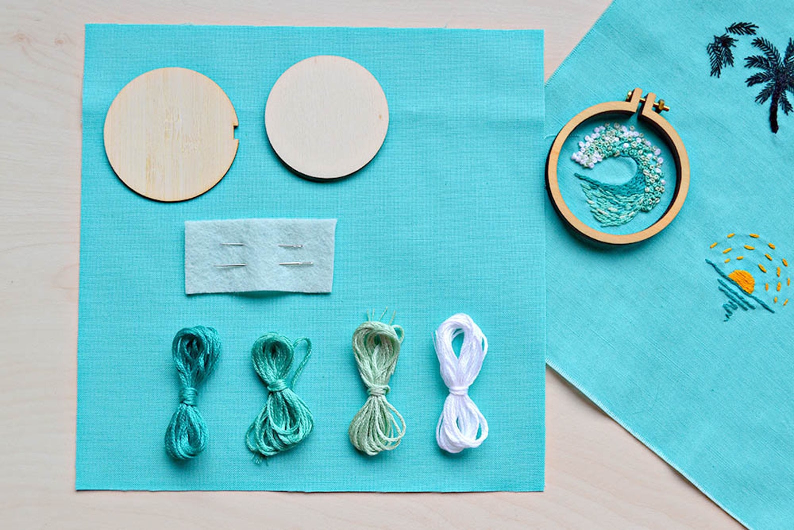 Tiny Embroidery Hoop Kit Miniature Embroidery Pattern Ocean Etsy