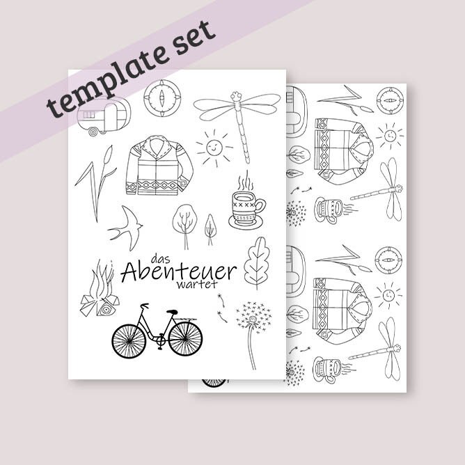 Camping motifs - embroidery template