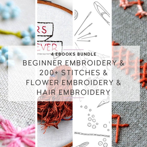 hand embroidery starter kit, beginner embroidery stitches, how to embroider, modern embroidery stitch book, modern needlework