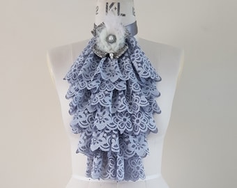 Grey lace jabot, Grey lace cravat, Historical accessory