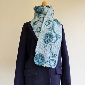 Light blue wool scarf, Blue and teal wool scarf