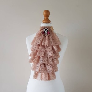 Beige Lace Jabot: Historical Costume Cravat