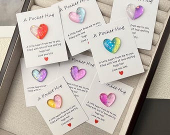 Gradient Hug Card with Resin Heart – Romantic Love Gift Keepsake