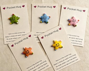 Cute Starfish Pocket Hug Card, Resin Smiley DIY Accessory Holiday Greeting