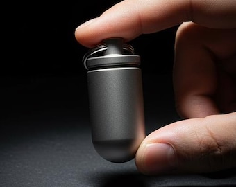 Waterproof Titanium EDC Storage Canister, Miniature Daily Supplement Fob Keychain, Pocket Container for Small Items