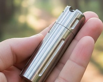 Waterproof Titanium EDC Canister, Miniature Pocket Container for Daily Supplement and Small Items