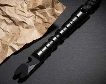 Titanium EDC Pry Bar Multi-Tool - Pocket Utility Gadget with Bottle Opener & Lanyard for Everyday Carry