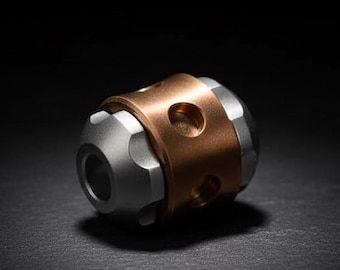 Titanium Alloy & Amber Resin EDC Lanyard Bead for Paracord, Keychains, and Gear
