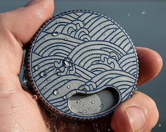 Intricate Wave Titanium EDC Canister - Compact Daily Supplement Box & Utility Storage Container