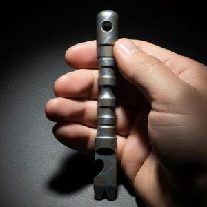 Titanium EDC Pry Bar Multi-Tool, Pocket Utility Tool with Bottle Opener, Unique Patterned Finish