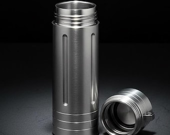 Waterproof Titanium Daily Supplement Case Keychain, EDC Storage Container, Outdoor Gear Canister, Travel Storage Holder