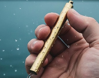 Handcrafted Brass EDC Capsule - Waterproof Keychain Container for Daily Supplement & Small Items, Pocket Tool