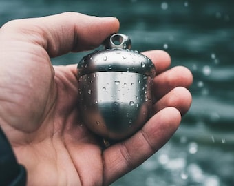 Acorn-Shaped Titanium Waterproof EDC Container - Keychain Daily Supplement Fob & Necklace Pendant