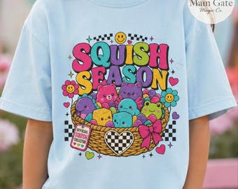 Camiseta Comfort Colors Squish Season, Camiseta a juego para mamá e hija, Camiseta de coleccionista de juguetes blandos, Regalo para amantes de los juguetes sensoriales, Camiseta familiar
