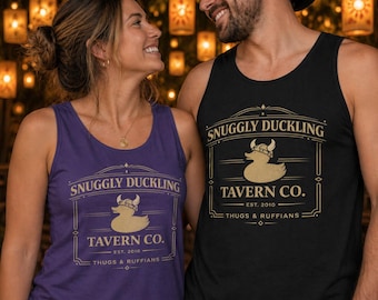 Camiseta sin mangas Comfort Colors de Snuggly Duckling Tavern, camiseta sin mangas para viaje a Disney, camiseta inspirada en Enredados, conjunto Disney a juego para parejas
