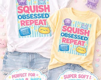 Camiseta Squish Obsessed Repeat Comfort Colors, camiseta Squishy Toy Nee Doh, camisetas a juego para mamá e hija, camiseta sensorial, camiseta infantil Squishy