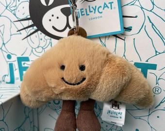 Jellycat Amuseable Croissant Taschenanhänger | Plüsch Gebäck Schlüsselanhänger | Y2K Kawaii Zubehör