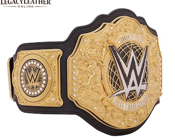 Cinturón de Campeonato Mundial de Oro Hecho a Mano – Réplica de Lucha Libre de Piel Sintética de Primera Calidad – Título de Peso Pesado de Tamaño Adulto – Cinturón de Exhibición para Coleccionistas