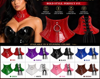 Gargantilla tipo corsé de piel sintética / Collar ajustable con cordón y anilla / Joyería gótica punk para festivales