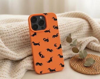 Dachshund Dog iPhone Case, Minimalist White Matte TPU Cover, Sausage Dog Accessory