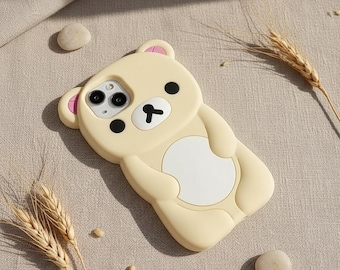 Silikonowe etui na telefon 3D z parą niedźwiedzi z kreskówek, miękkie etui Kawaii do modeli iPhone