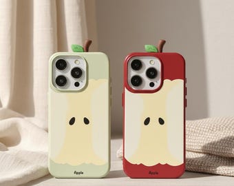 3D Apple Core iPhone Case, Korean Style Protective Cover, PVC Material, Shockproof Phone Case